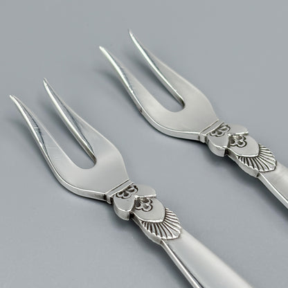 Estate Georg Jensen "Cactus" Pattern Hors d'Oeuvres Forks