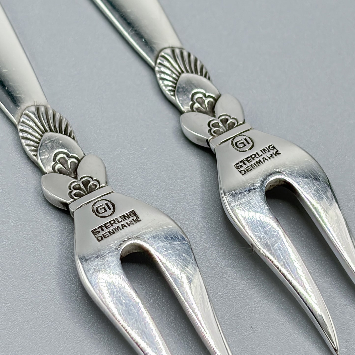 Estate Georg Jensen "Cactus" Pattern Hors d'Oeuvres Forks