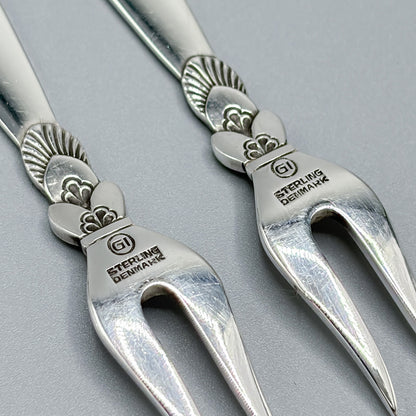 Estate Georg Jensen "Cactus" Pattern Hors d'Oeuvres Forks