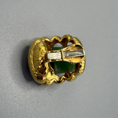 Estate David Webb 18k Gold and Jade Clip-on Earrings