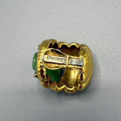 Estate David Webb 18k Gold and Jade Clip-on Earrings