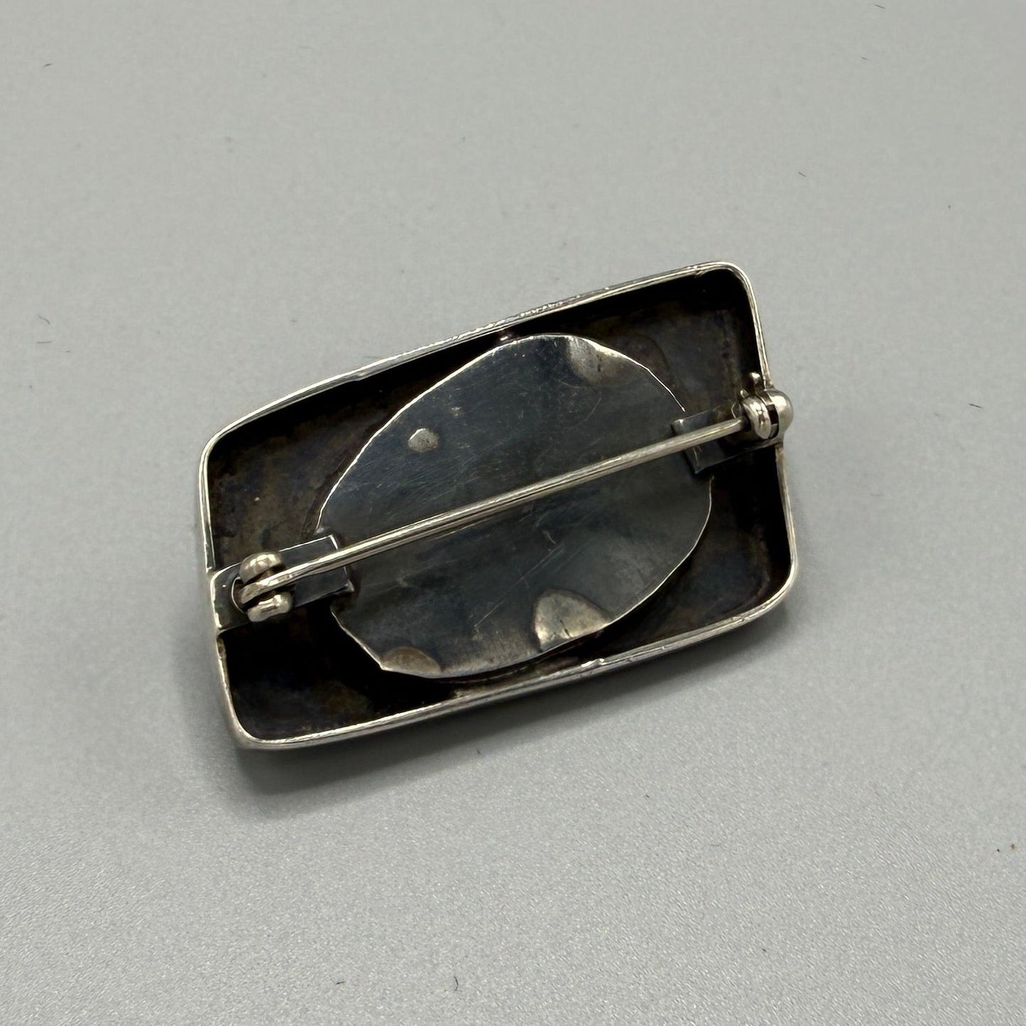 Estate Sterling Silver Modernist Brooch with Natural Blister Pearl