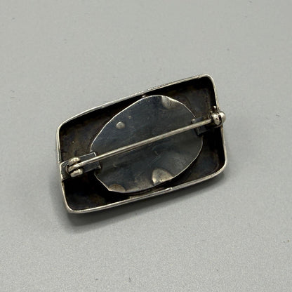 Estate Sterling Silver Modernist Brooch with Natural Blister Pearl