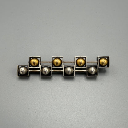 Estate Sterling Silver Brutalist Ball Brooch