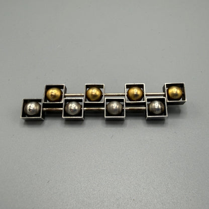 Estate Sterling Silver Brutalist Ball Brooch