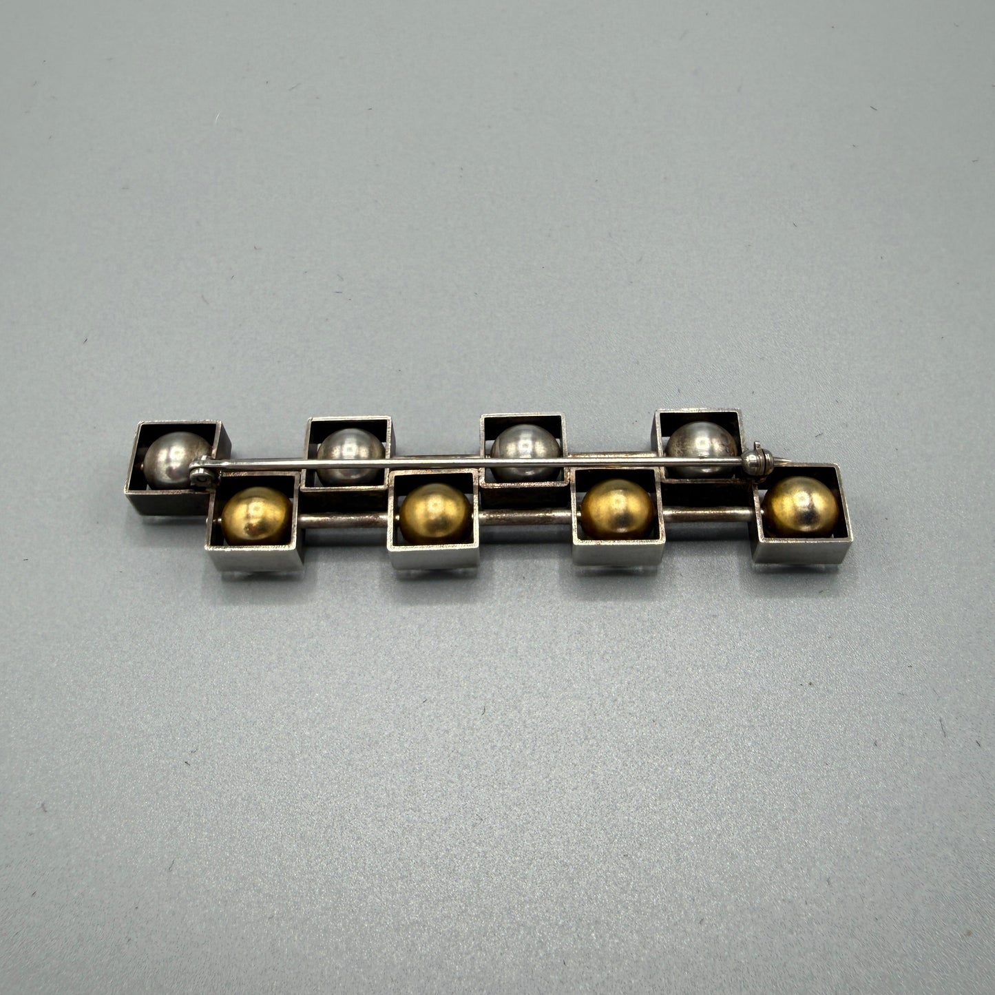 Estate Sterling Silver Brutalist Ball Brooch