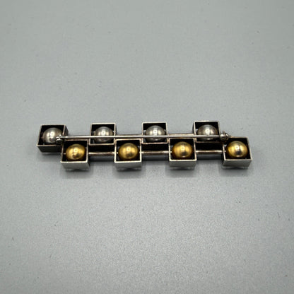 Estate Sterling Silver Brutalist Ball Brooch