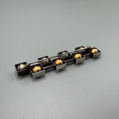 Estate Sterling Silver Brutalist Ball Brooch
