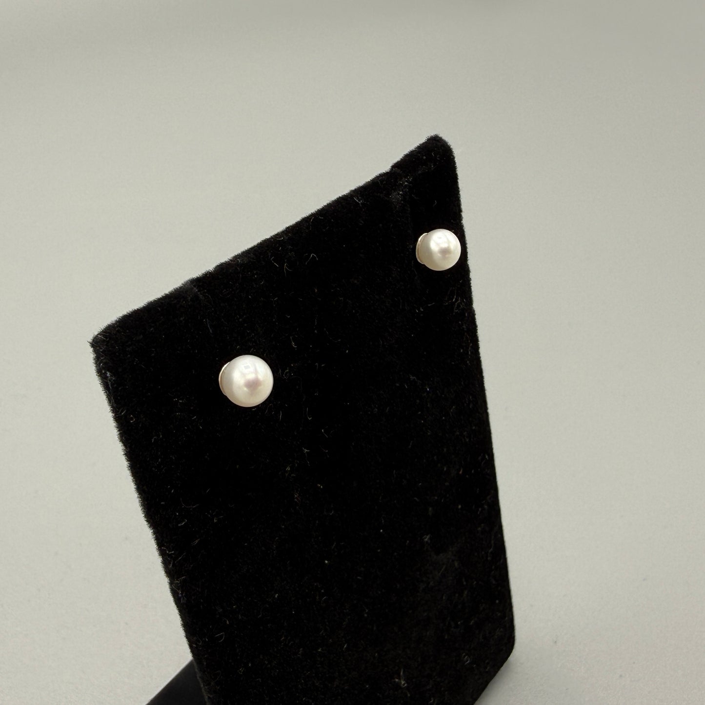 Estate Georg Jensen Sterling Silver and Small Pearl Post Back Earrings