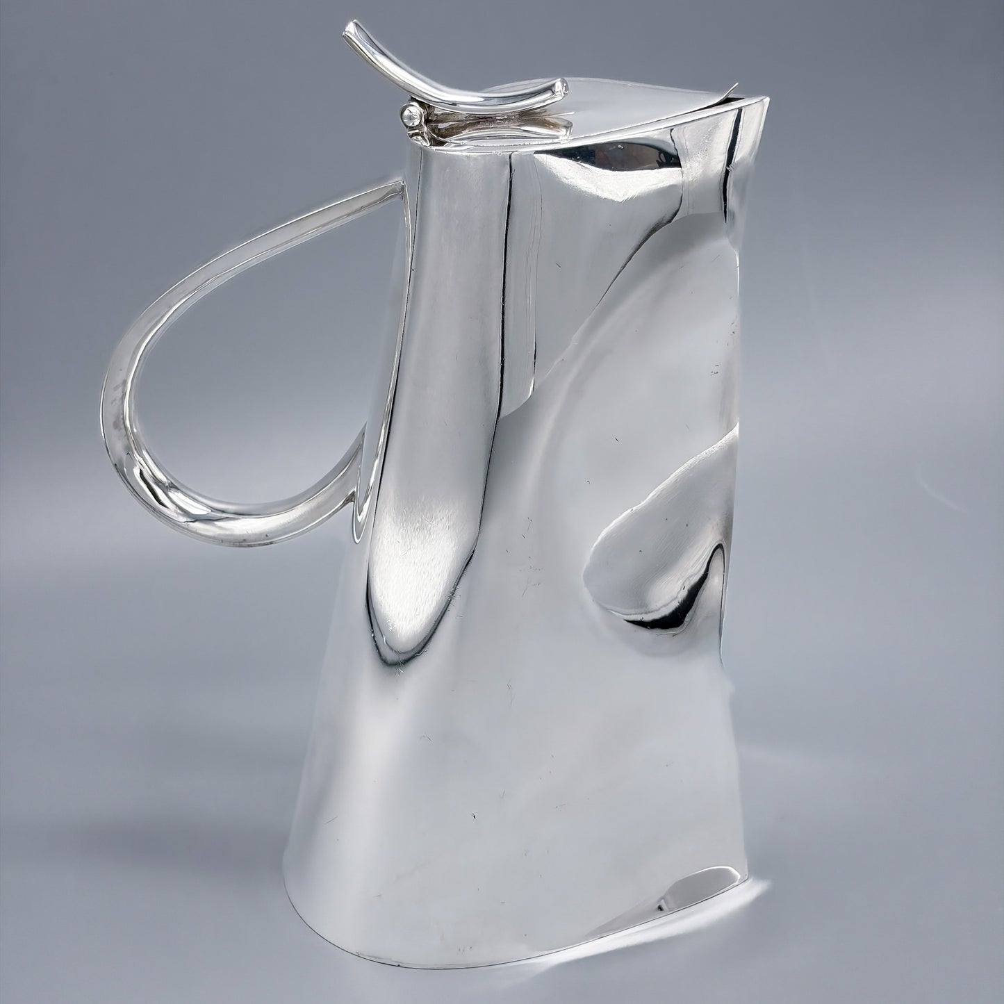 Sterling silver Modernist Decanter with Hinged Lid by Ravissant