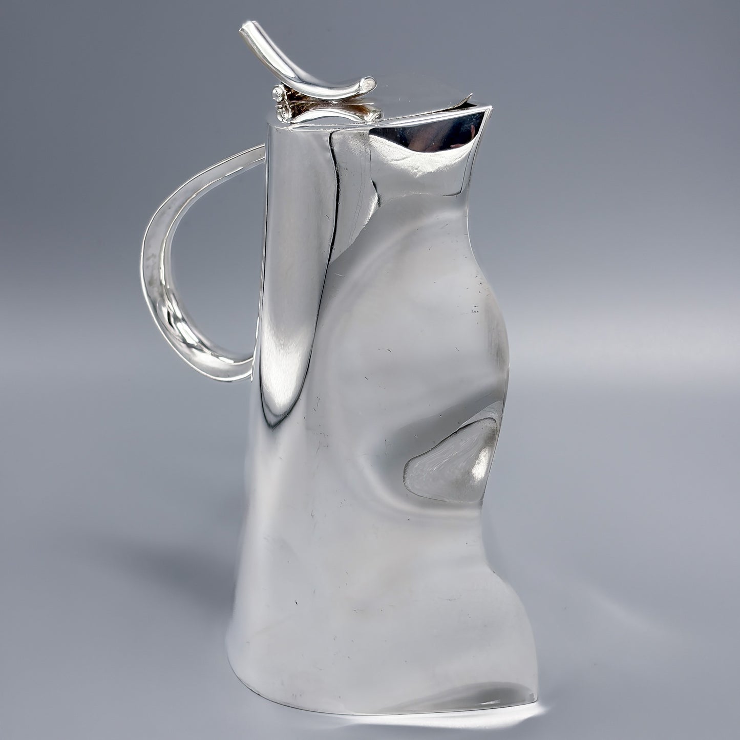 Sterling silver Modernist Decanter with Hinged Lid by Ravissant