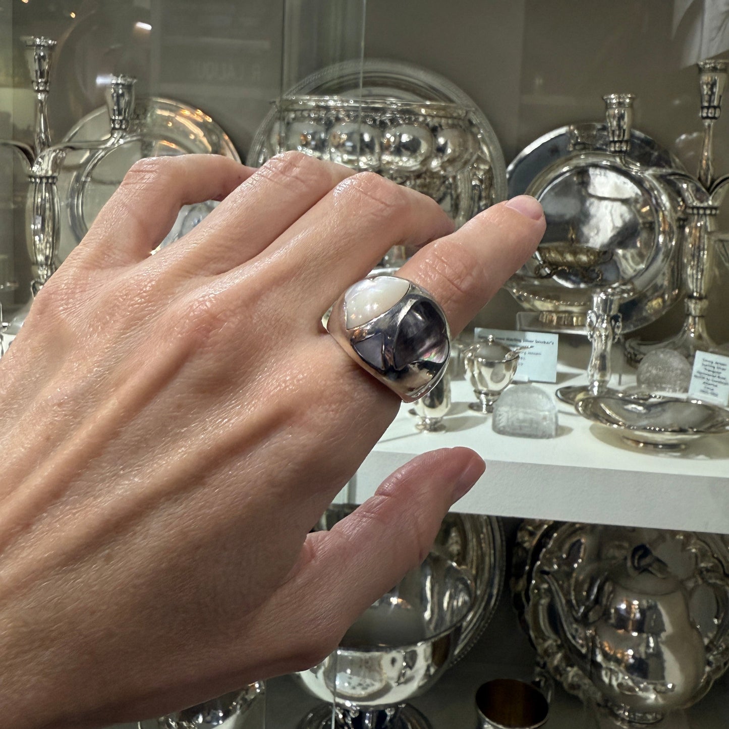 Estate Sterling Silver Double-Heart Ring