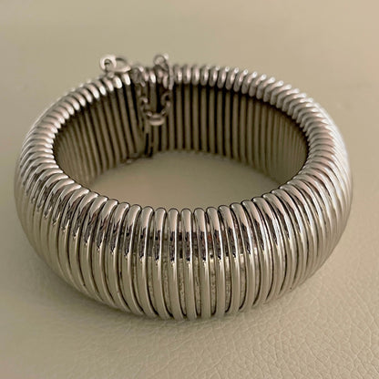 Estate Sterling Silver Italian Tubogus Snake Bracelet by Unoaerre