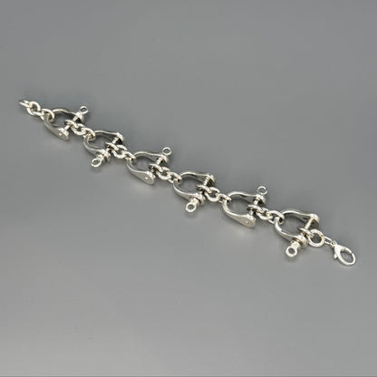 Estate Sterling Silver Large Horsebit Bracelet