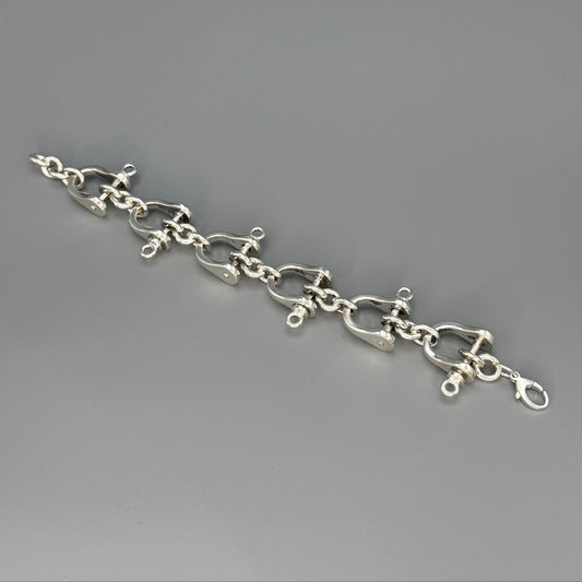 Estate Sterling Silver Large Horsebit Bracelet