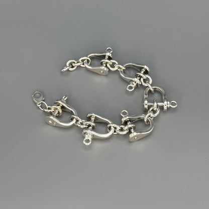 Estate Sterling Silver Large Horsebit Bracelet