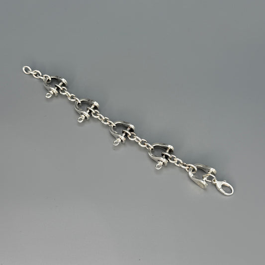 Estate Sterling Silver Small Horsebit Bracelet