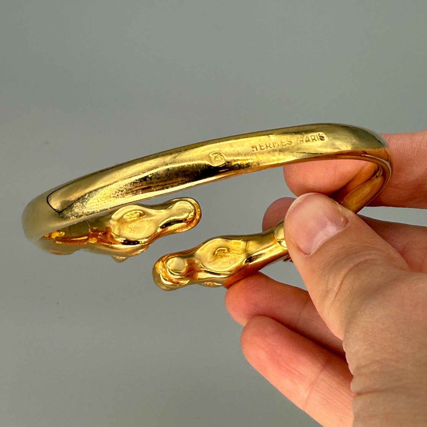 Estate Hermes Gold Vermeil Double Horse Cuff
