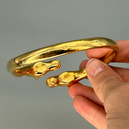 Estate Hermes Gold Vermeil Double Horse Cuff