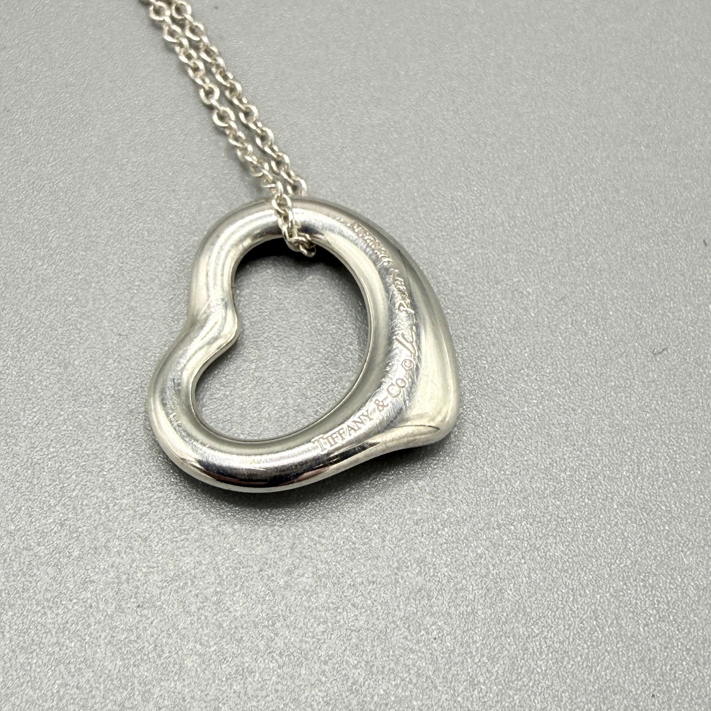 Tiffany & Co. Open Heart オープンハート ネックレス Estate Tiffany & Co. Open Heart Necklace by Elsa Peretti – Gallery 925