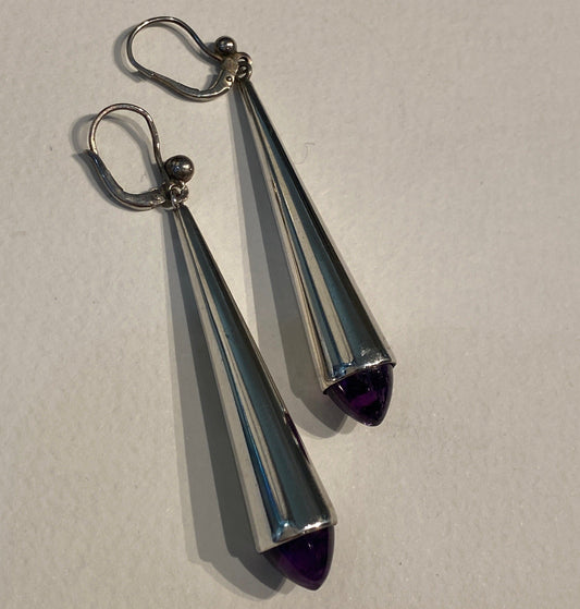 Bent Knudsen Sterling Silver Earrings with Amethyst