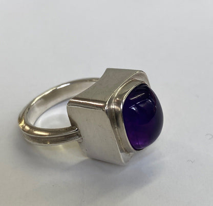 Estate Bent Knudsen Sterling Silver with Amethyst Ring