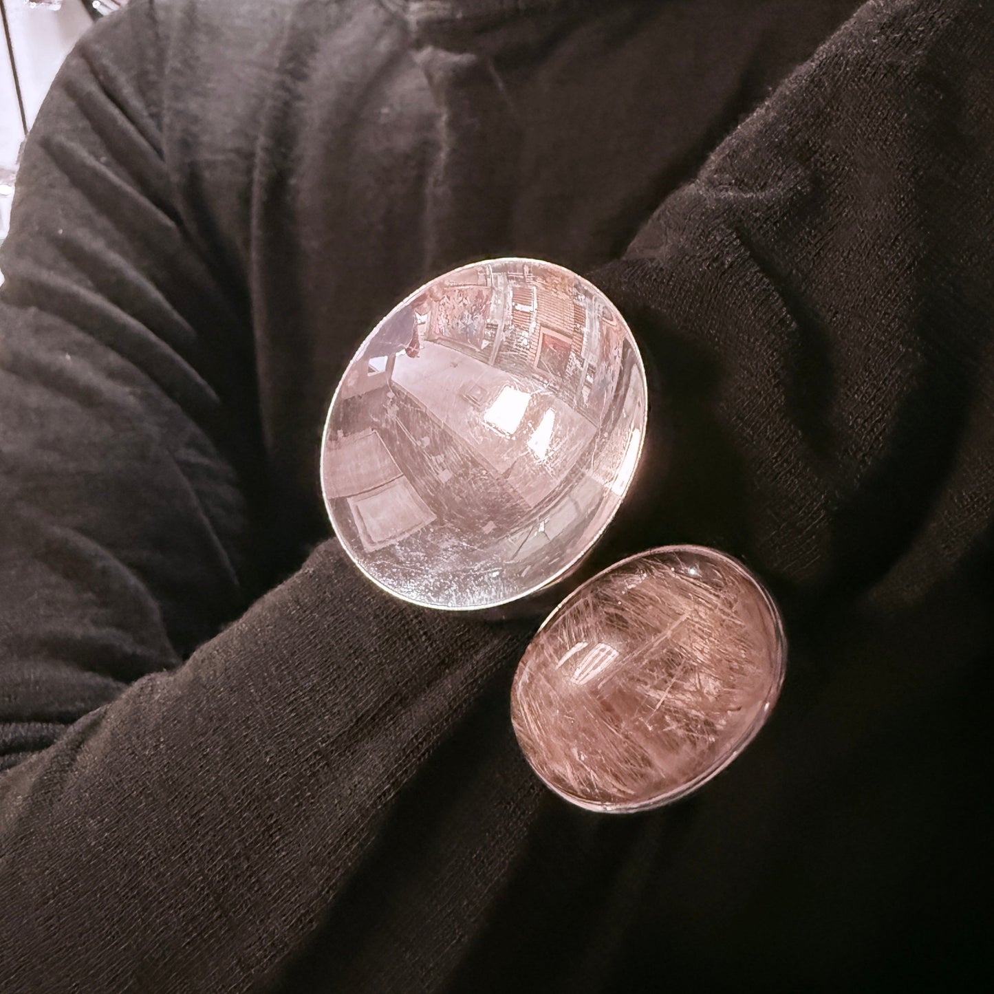 Kaunis Koru Sterling Silver Bracelet with Rutilated Quartz by Olavi L. Wehmersuo