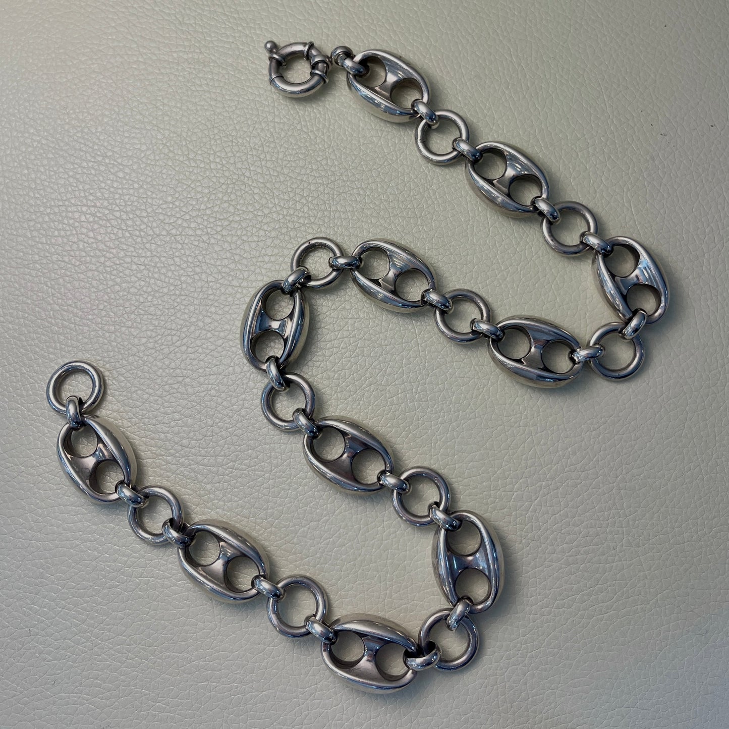 Estate Sterling Silver Puffy Mariner Chain Necklace