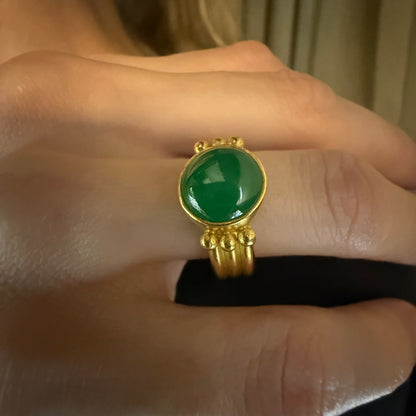 Estate Jadeite 22Kt Gold Ring by Peter Indorf