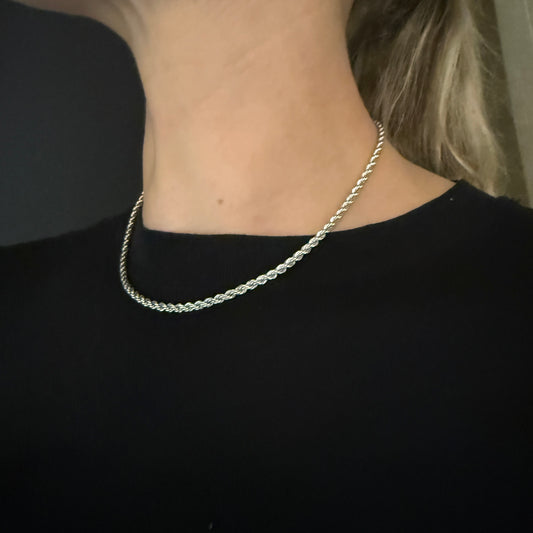 Estate Sterling Silver Rope Chain Necklace
