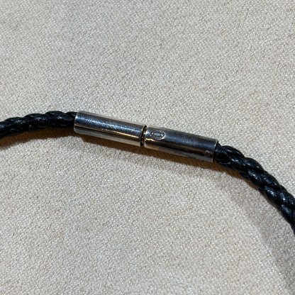 Estate Georg Jensen Braided Leather & Sterling Silver Necklace