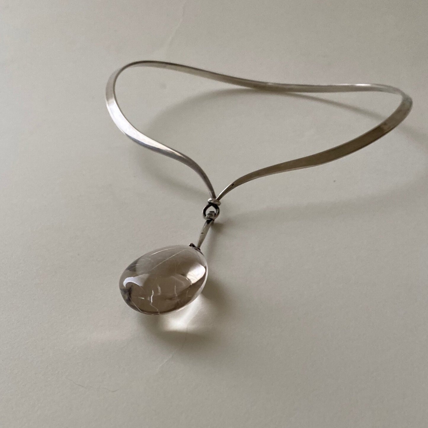 George Jensen Neckring No. 169 with Extra Large Rutilated Quartz Drop No. 131 by Torun