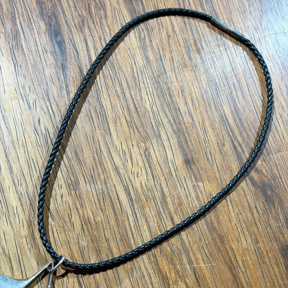 Estate Georg Jensen Braided Leather & Sterling Silver Necklace