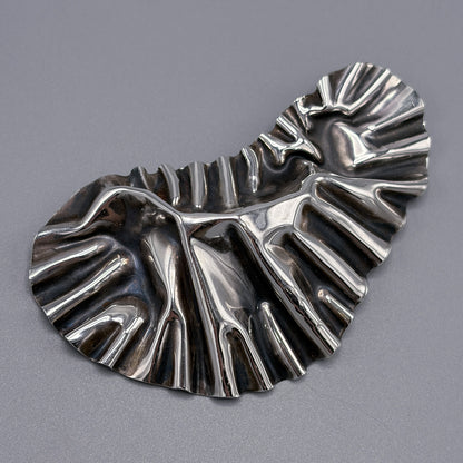 Estate Sterling Silver Organic Wrinkled Brooch