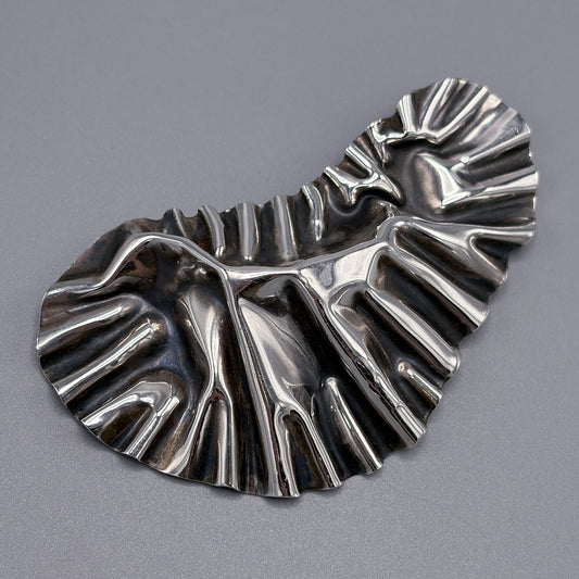 Estate Sterling Silver Organic Wrinkled Brooch