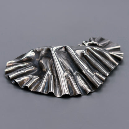 Estate Sterling Silver Organic Wrinkled Brooch