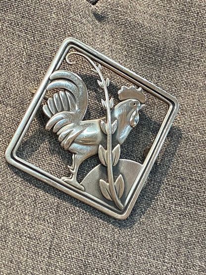 Estate Georg Jensen Sterling Rooster Brooch, Design 276