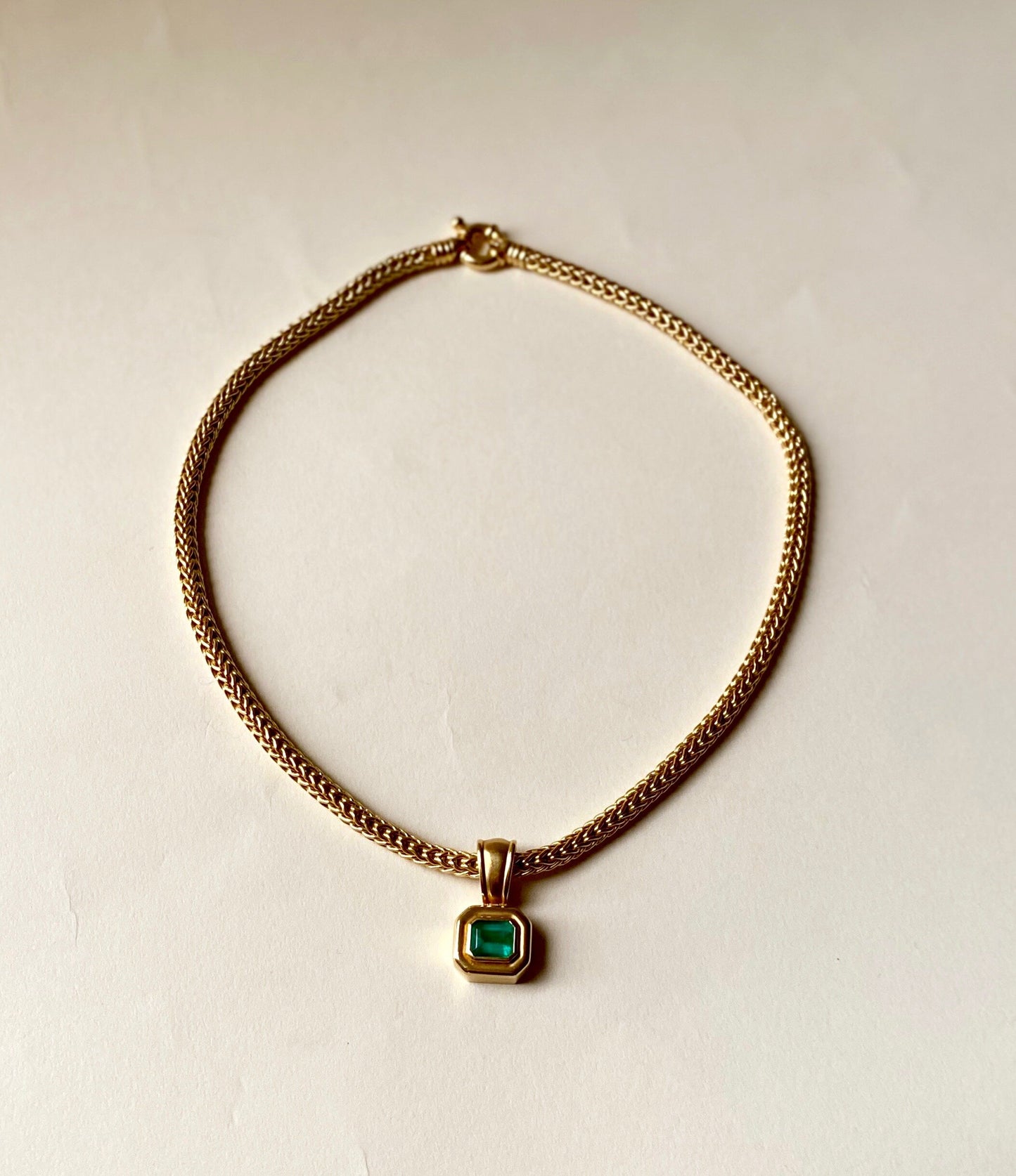 Gold Necklace with Emerald