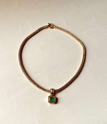 Gold Necklace with Emerald