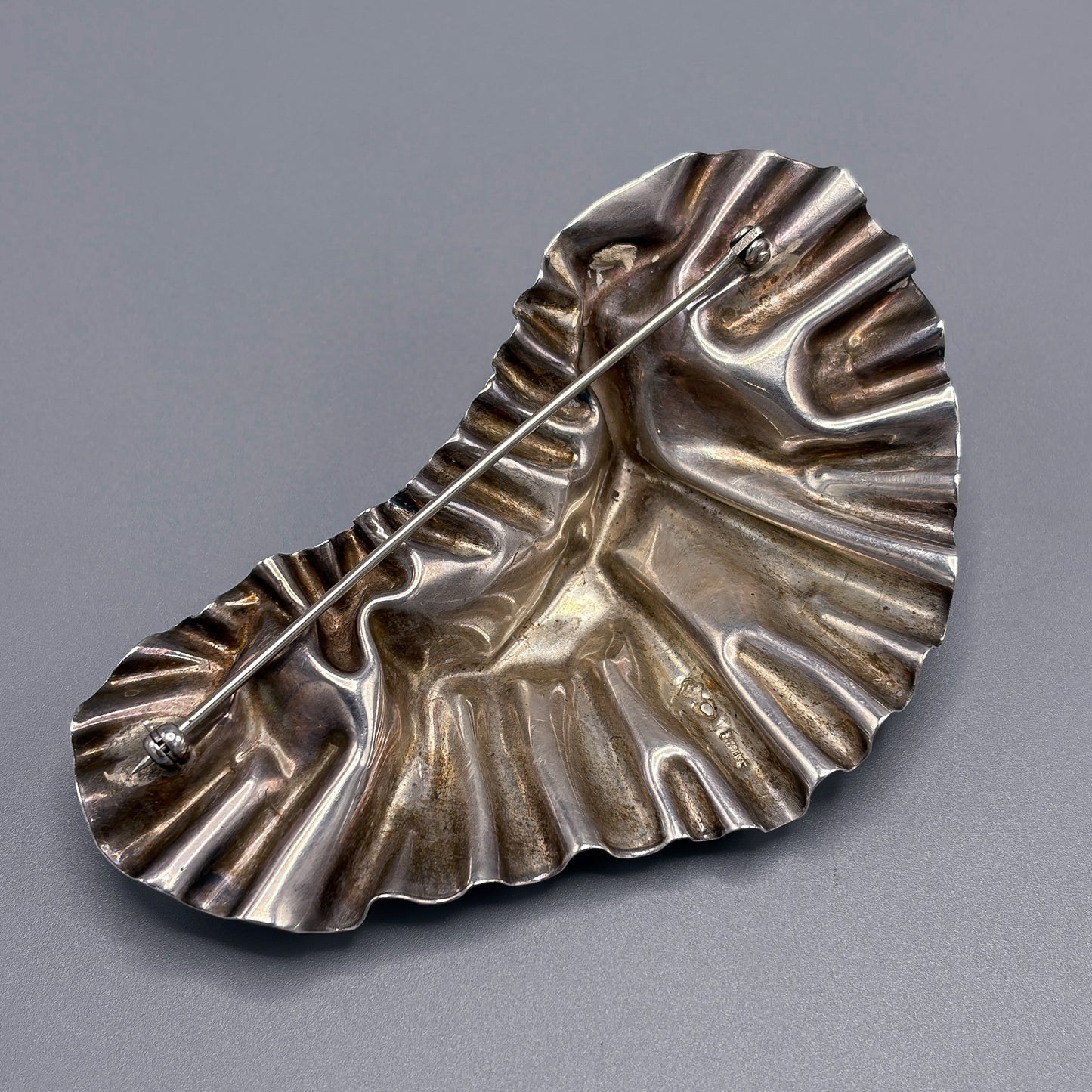 Estate Sterling Silver Organic Wrinkled Brooch