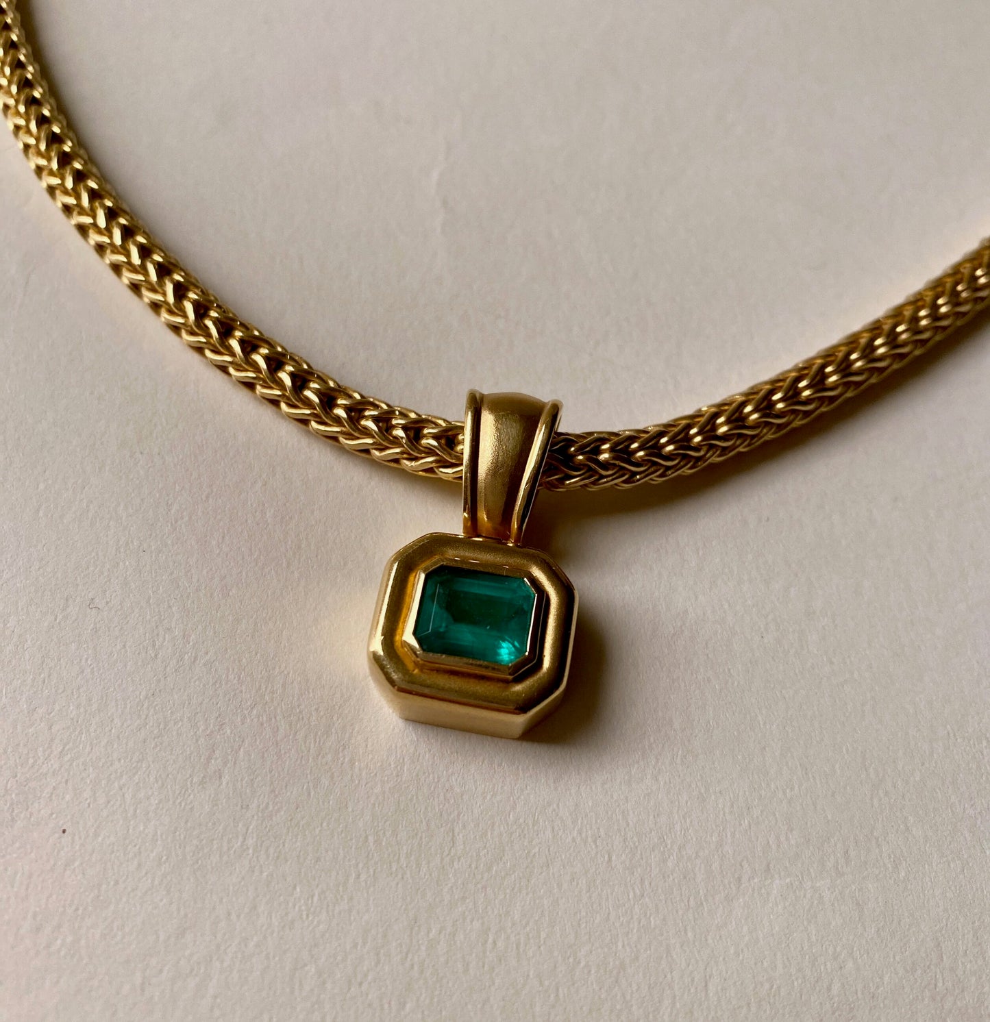 Gold Necklace with Emerald