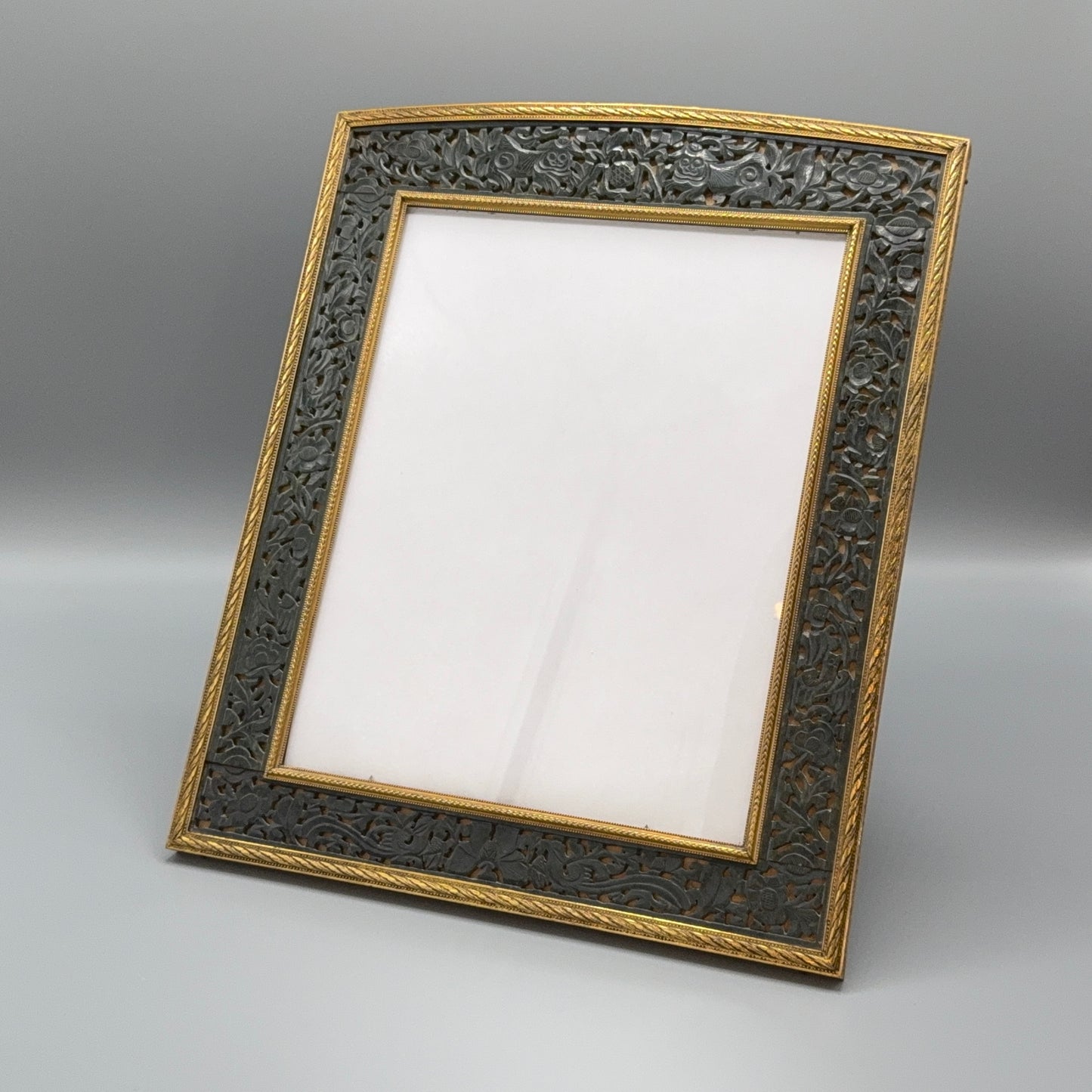 Estate Jade and Antique Bronze Picture Frame