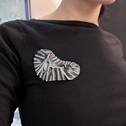 Estate Sterling Silver Organic Wrinkled Brooch