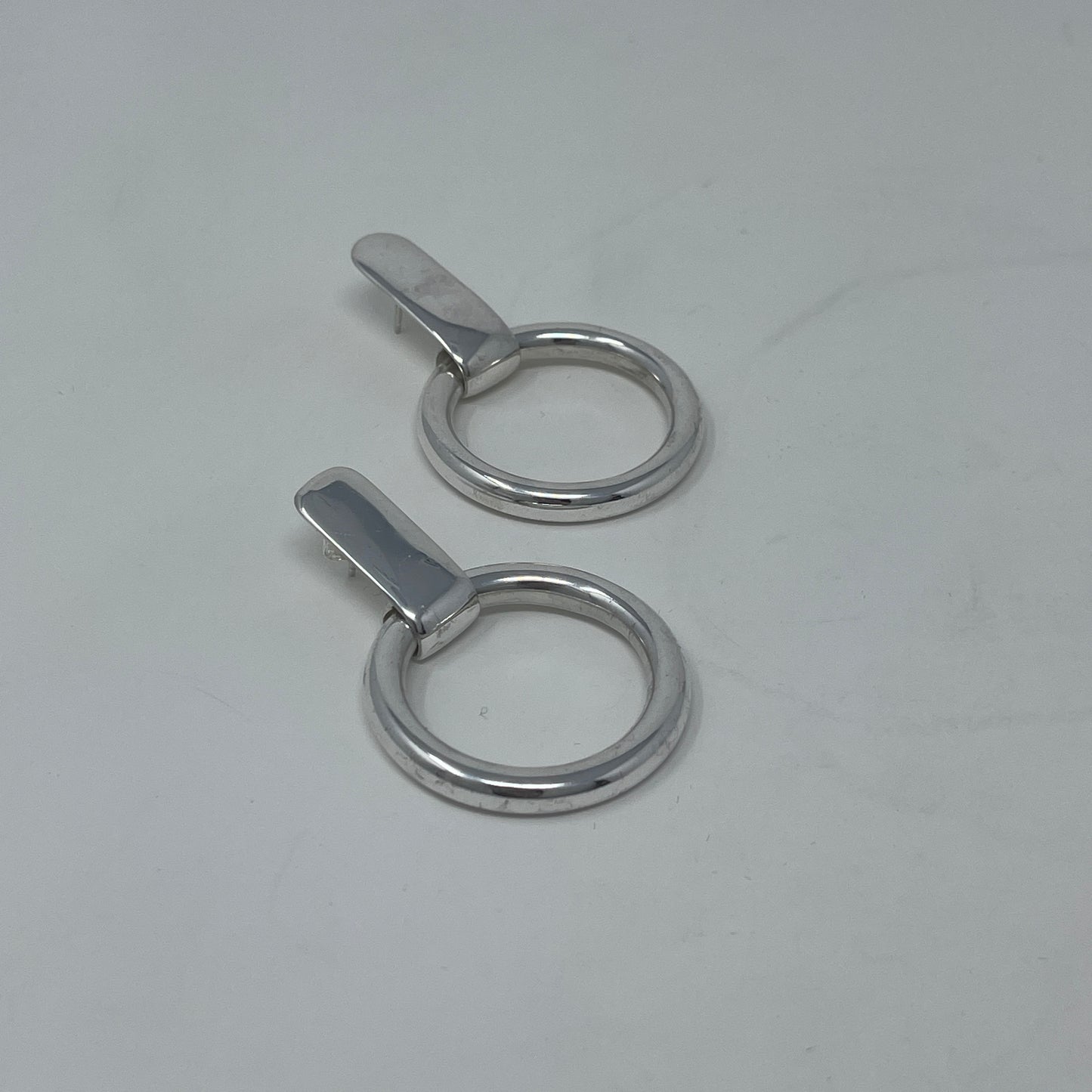 Estate Sterling Silver Puig Doria Circular Drop Post Earrings