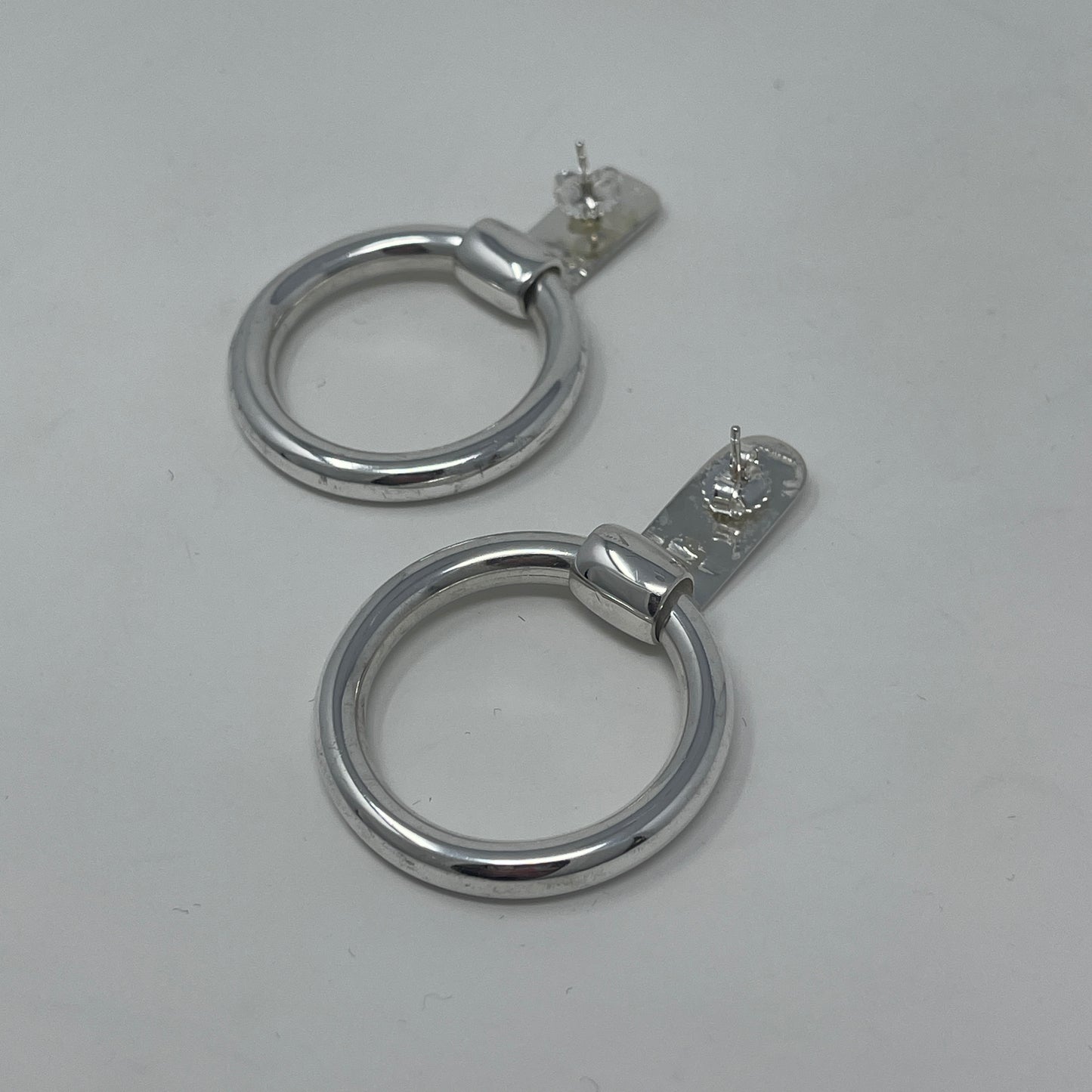 Estate Sterling Silver Puig Doria Circular Drop Post Earrings