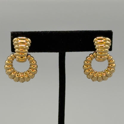Estate John Hardy 18KT Gold Ribbed Door Knocker Earrings with Removable Ring