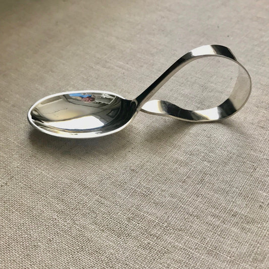 Old Newbury Crafters Sterling Silver  "Moulton"Curved Baby Spoon