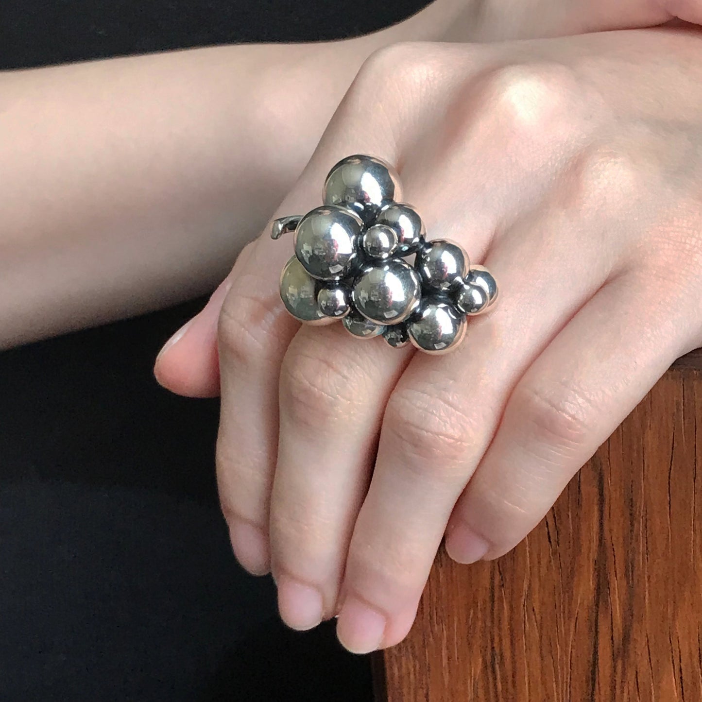 Georg Jensen Sterling Silver Large Grape Ring