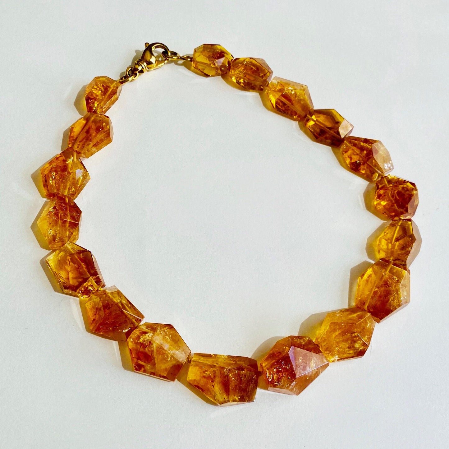 Freeform Natural Citrine Necklace with 18K Yellow Gold by Walter Dickhaut