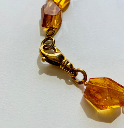 Freeform Natural Citrine Necklace with 18K Yellow Gold by Walter Dickhaut